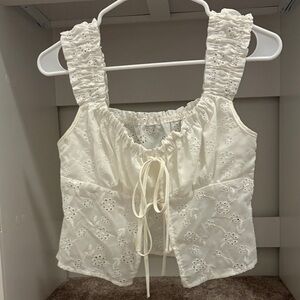 White Eyelet Lace Tank Top